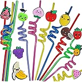 24 Bulk Fruits Reusable Plastic Straws, Drink Straws Birthday Summer Activity.Hoilday Student Show Party Supply Favors