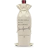 AWSICE Pregnancy Announcement Wine Gifts - Pairs Well with Baby Shower Gifts - Reusable Wine Bottle Bags with Drawstring for Grandparents - Baby Planning Shower Decorations-A14