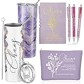 Domensi 6 Pcs Valentines Chaos Coordinator Appreciation Gift for Women Thank You Chaos Coordinator Birthday Gift with 20oz Tumbler Makeup Bag for Wedding Employee Manager Coworker Teacher(Purple)