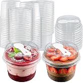 Nefocar 50 Pack 8 oz Plastic Dessert Cups with Lids and Spoons,fruit cups | Banana Pudding Cups with Lids Mini Dessert Shooters for Party Individual Yogurt Parfait Jello Fruit Trifle