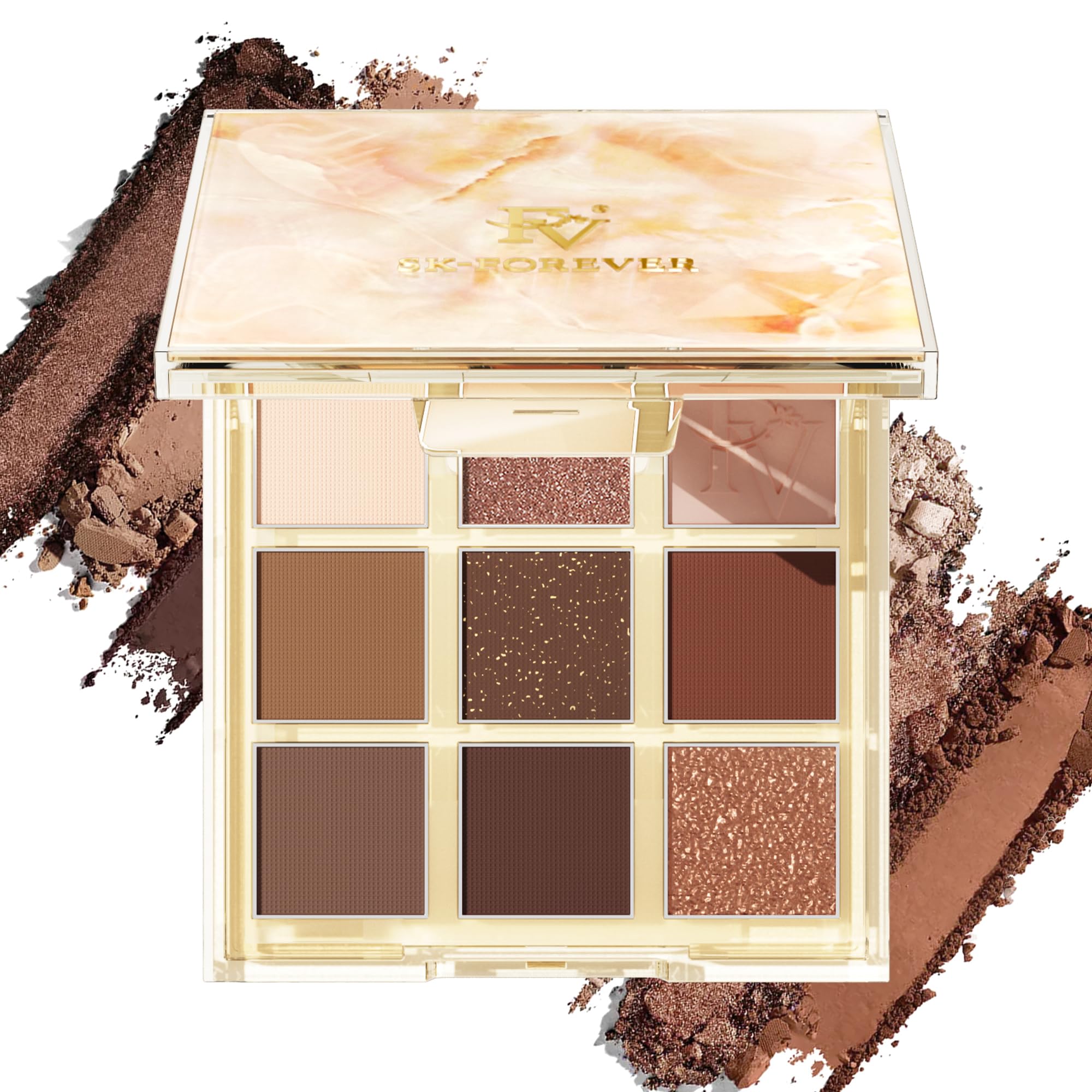 FV Eyeshadow Palette, 9 Colors Nude Eye Shadow Palette for Women, Highly Pigmented Long Lasting and Waterproof Eyeshadow, Natural Shimmer Matte Eyeshadow Make-up Palettes (NUDES)