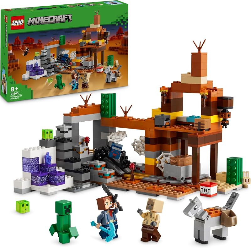 LEGO Minecraft The Badlands Mineshaft 21263 with Explorer Creeper Spider Figures