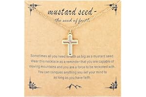 QRH Mustard Seed Necklace Rectangle Round Mountain Hill Christian Faith Mustard Seed Geometric Religious Mustard Seed Necklace Inspirational Gift with Message Card