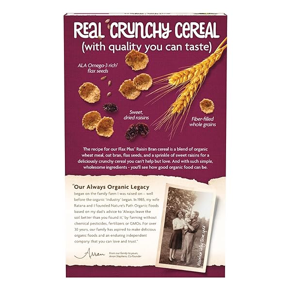 NATURE’S PATH ORGANIC FLAX PLUS RAISIN BRAN CEREAL, 14 OZ (PACK OF 1), NON-GMO