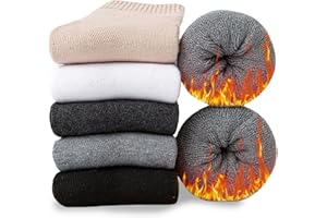 Josnown Wool Socks for Women, 5 Pairs Warm Winter Thermal Thick Socks Cozy Hiking Boot Socks