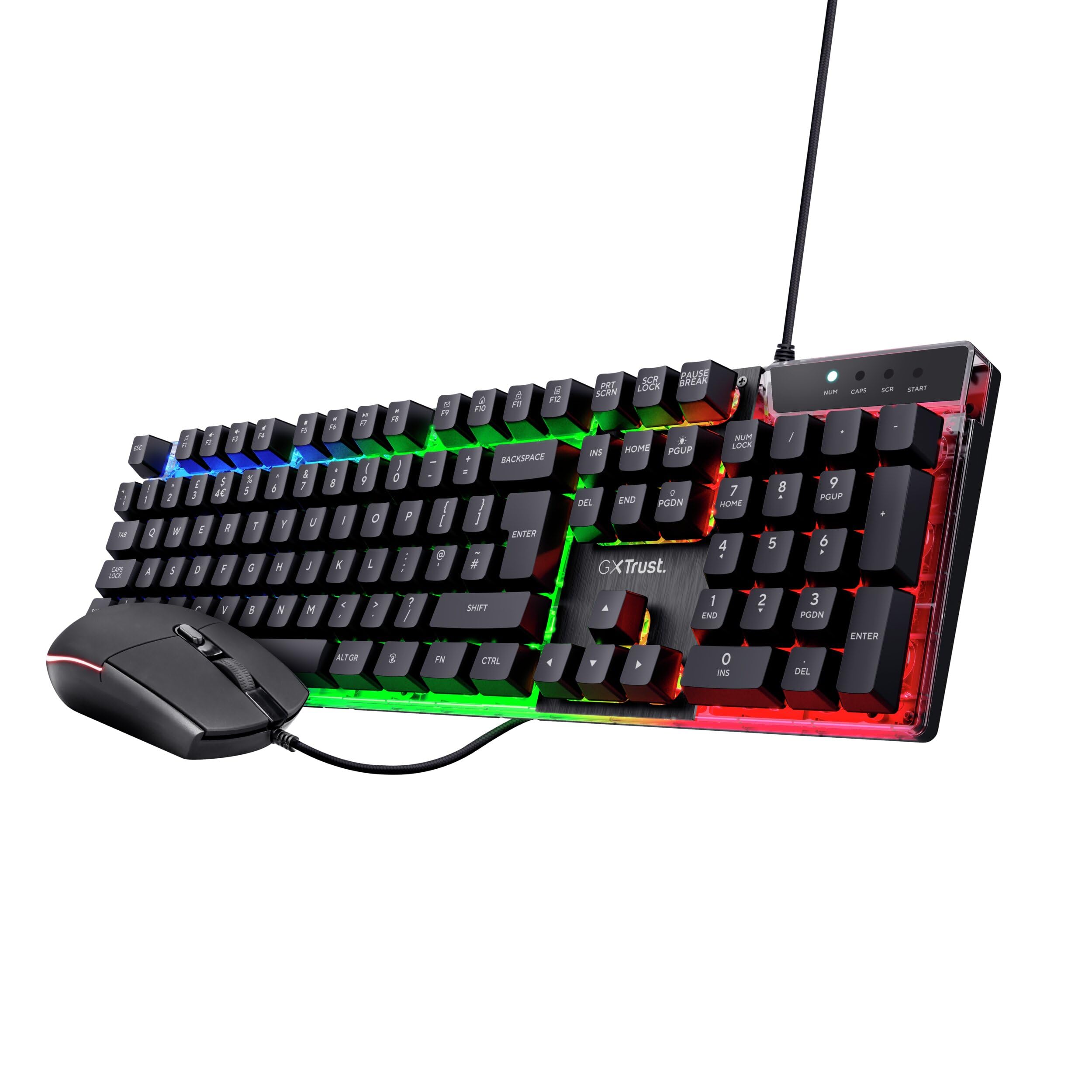 Trust Gaming Keyboard and Mouse Set GXT 838 Azor - Keyboard with QWERTY UK Layout, LED illumination, 8 Key Anti-Ghosting, 12 Multimedia Keys, 800–3000 DPI - Black
