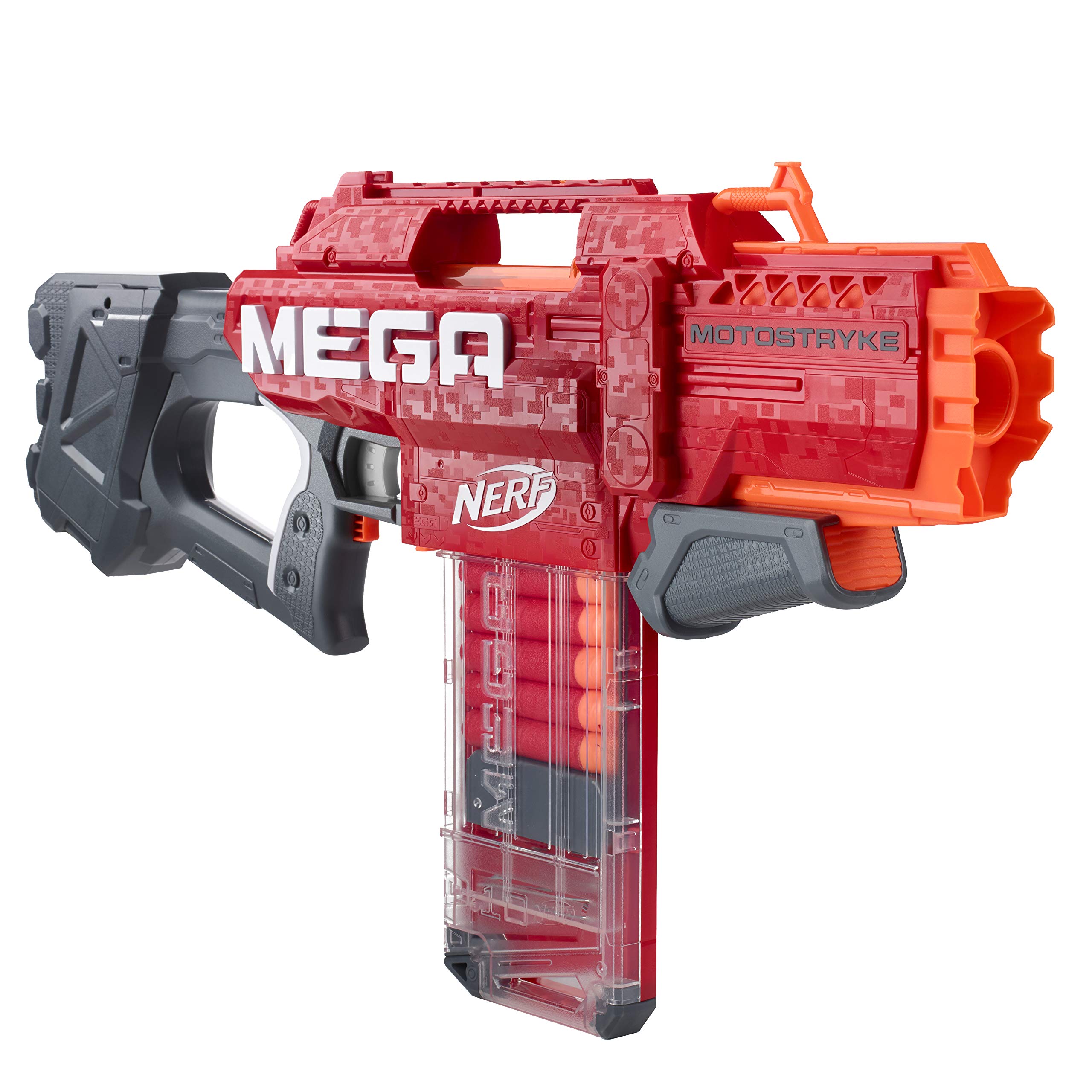 Hasbro Nerf E6474EU4 Mega Motostryke Motorised 10-Dart Blaster - Contains 10 Mega Darts and 10 Dart Clip Magazine - Kids, Teenagers and Adults
