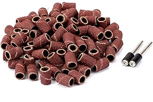100Pcs 1/4" Dia Sand Bands Sanding Drums with 1/8" Mandrels for Rotary Tool