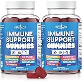NEW AGE 8 in 1 Immune Support Booster Supplement with Astragalus Root, Vitamin C and Zinc 50mg, Vitamin D 5000 IU, Quercetin & Bromelain (8 in 1 Gummies (Pack of 2))