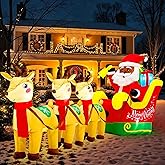 AerWo 12FT Christmas Inflatables, Black Santa Claus on Sleigh with Reindeer, Blow Up Christmas Decorations Outdoor with Lights, Inflatable Santa Claus Yard Decorations for Lawn Garden Xmas Decor