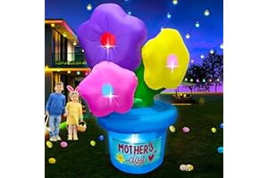 JOYEASE 5FT Mothers Day Inflatable Flowers Decoration,Built-in LED Lights for Spring Yard Garden Lawn Indoor Outdoor Holiday Party Easter Day Decor