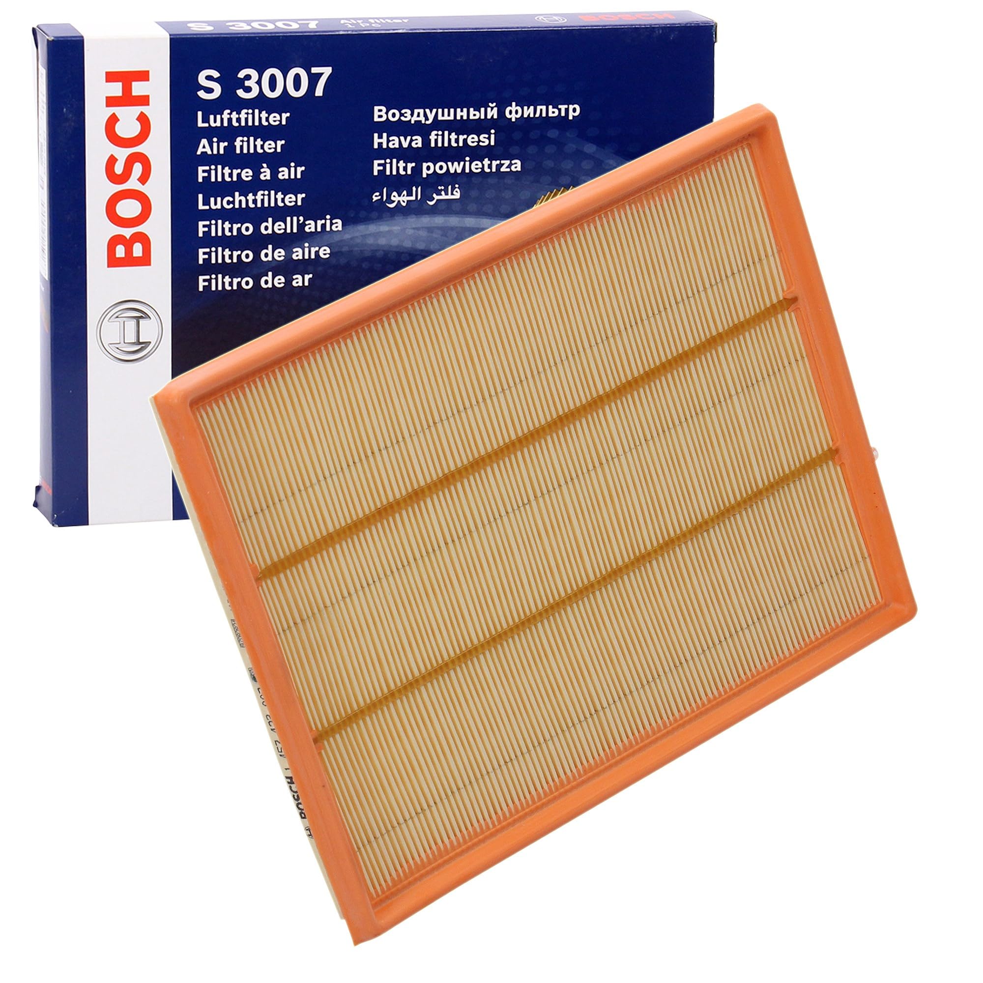 Bosch S3007 Car Air Filter - Separates Particles from the Air Intake - Moisture-resistant plus High Tensile Strength
