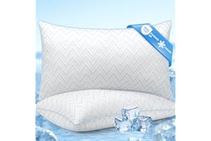 DIORIS Cooling Pillows Queen Size Set of 2 - Luxury Hotel Collection Bed Pillows for Sleeping, Breathable Medium Firm Down Alternative Microfiber Filled Pillows for Back, Stomach Sleepers