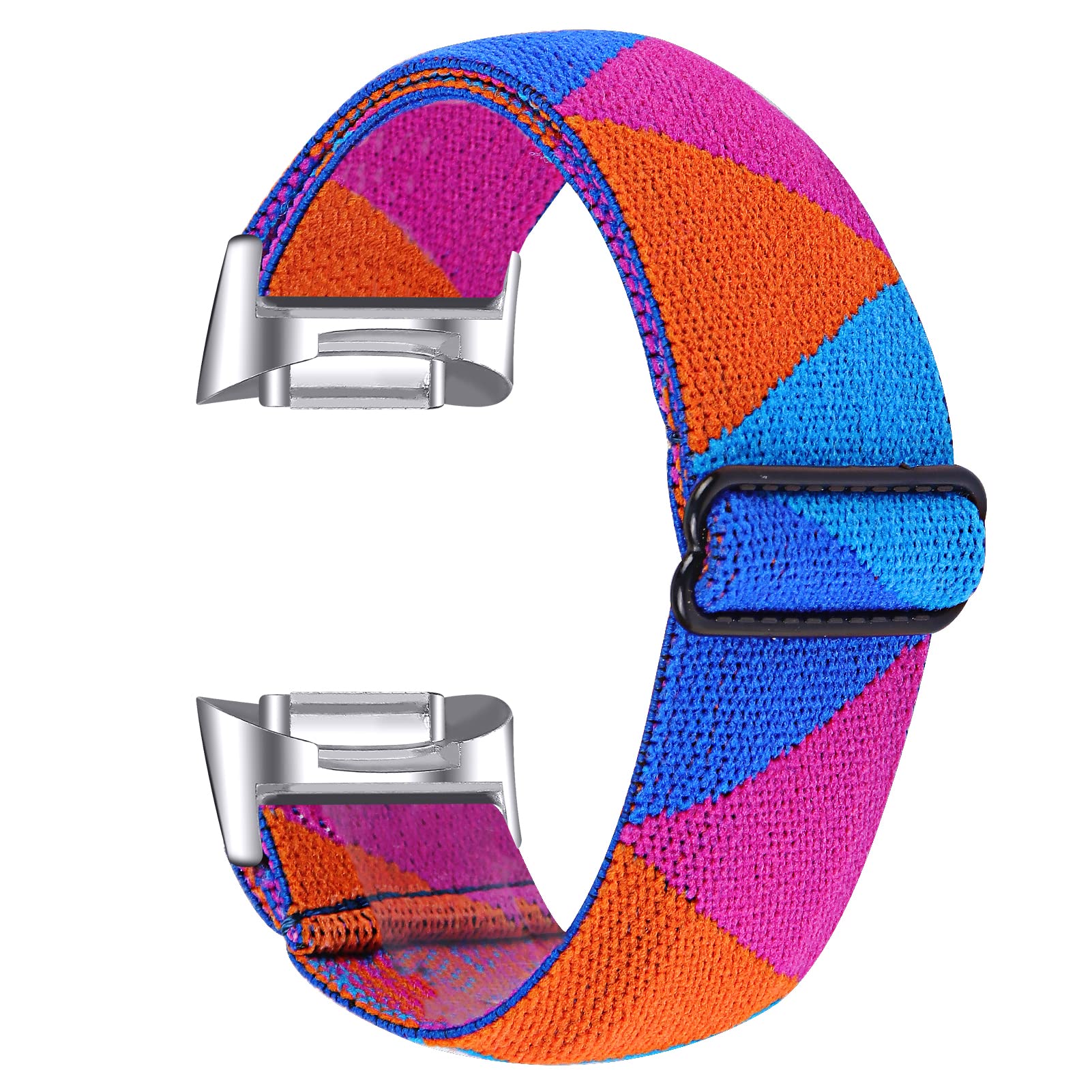 Gimuk Compatible with Fitbit Charge 5 Strap for Women Men, Soft Nylon Woven Stretchy Adjustable Elastic Replacement Sport Strap Wristband for Fitbit Charge 5 Small Large (Blue Pink) — image 1