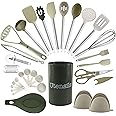 COOK WITH COLOR Silicone Cooking Utensils, Kitchen Utensil Set, Easy to Clean Silicone Kitchen Utensils, Cooking Utensils for Nonstick Cookware, Kitchen Gadgets Set, 38 Piece, Green