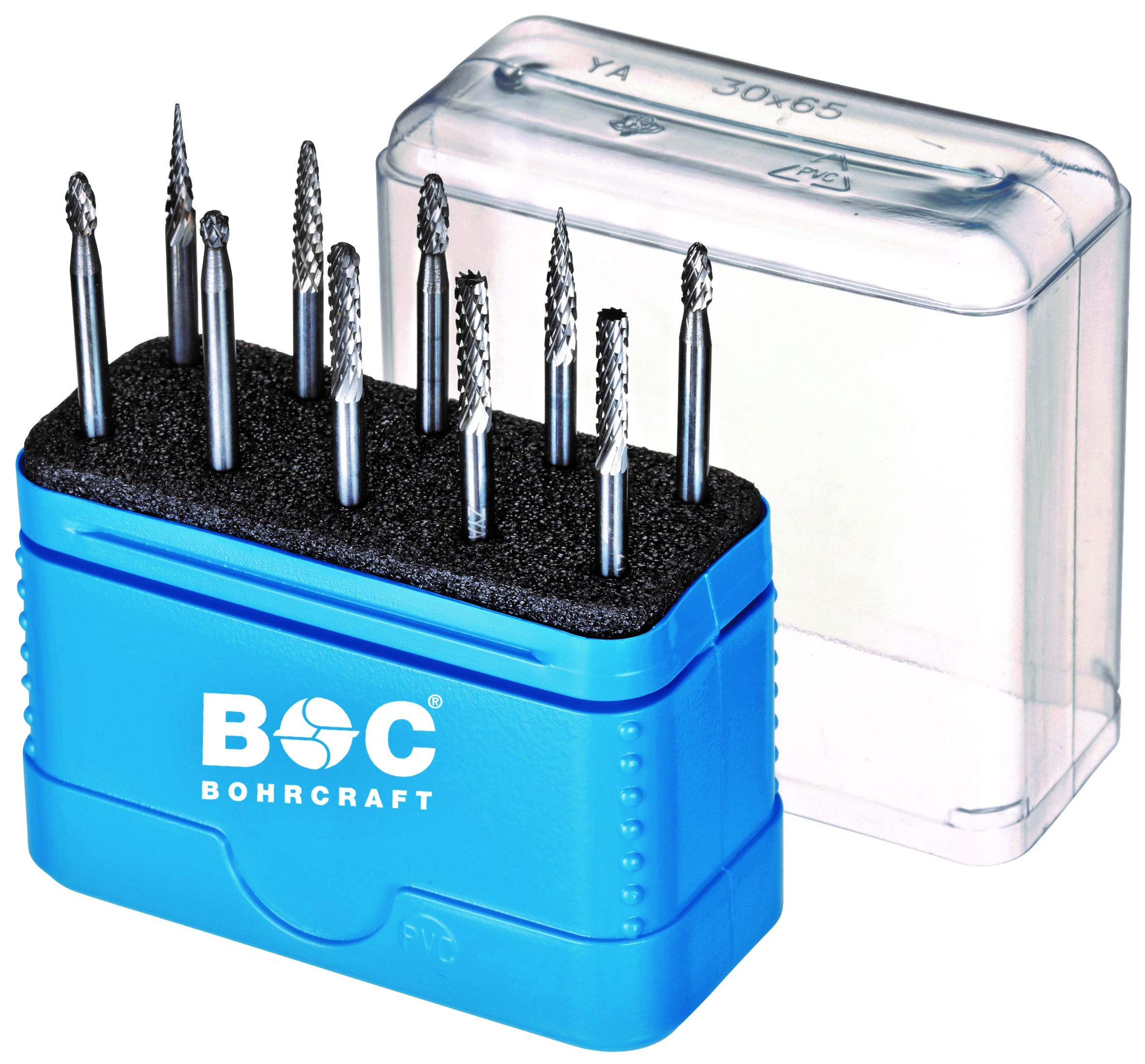 Bohrcraft 59001330014 KF10 HM Small Burr with 3.0 mm Shank and Cross-Tooth Silver/Blue