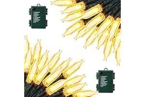 Lomotech Battery Operated Christmas Lights - 2 Pack Total 33ft 100LEDs Mini String Lights 8 Modes Waterproof with Timer for Home, Garden, Party, Holiday, Tree Decoration (Green Wire, Warm White)