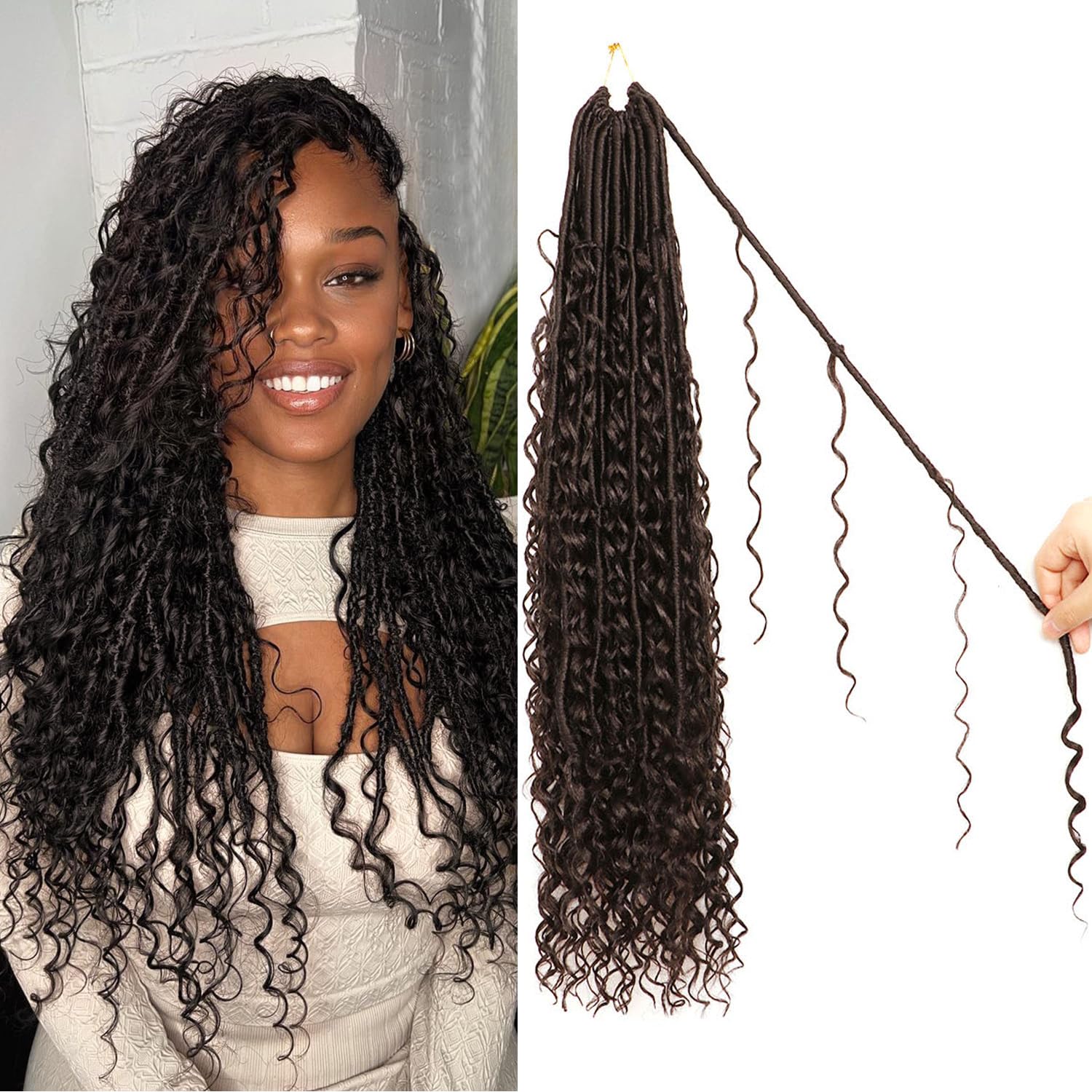 Faux Locs Crochet Hair-Soft Locs Crochet Braids Hair Extensions Goddess Braids Extensions Hair (#2, 24Inch (Pack of 8)) — image 1