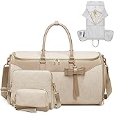 Garment Bags for Travel,45L Carry on Convertible Garment Duffle bag for Men Women - 3 in 1 Hanging Suit Travel Bag with Shoulder Strap (Beige brown)