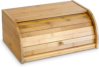 Relaxdays Bambus-Brotkorb, mit Rolldeckel, 40 x 27,5 x 16,5 cm, Frische Brotaufbewahrung, Natur Braun, Holz, Medium Wood Tone, 27.5 x 40 x 16.5 cm