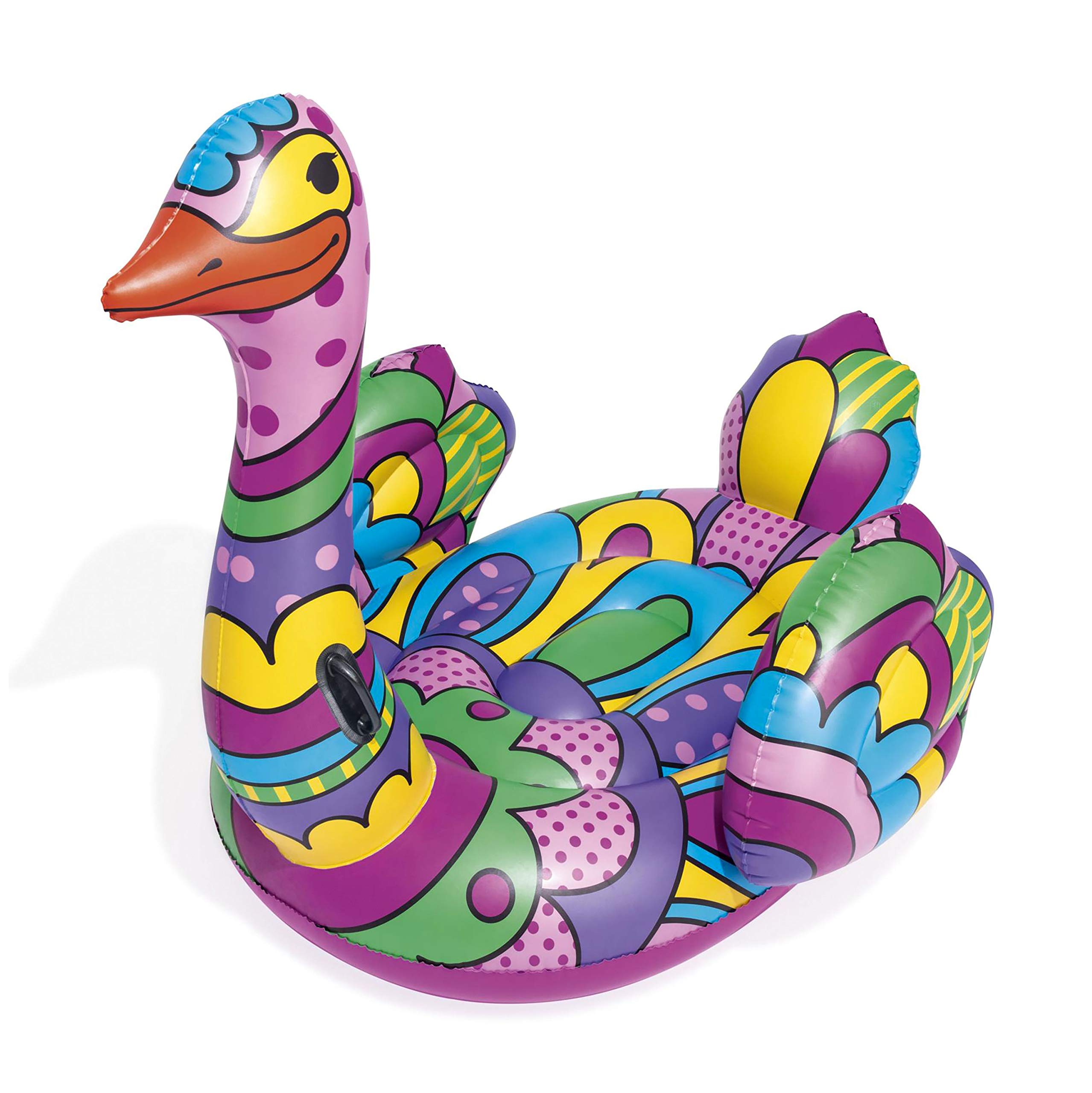 Bestway Inflatable Ostrich Pool Float, Ride-On Toy with Pop-Art Design, Multi-Colour