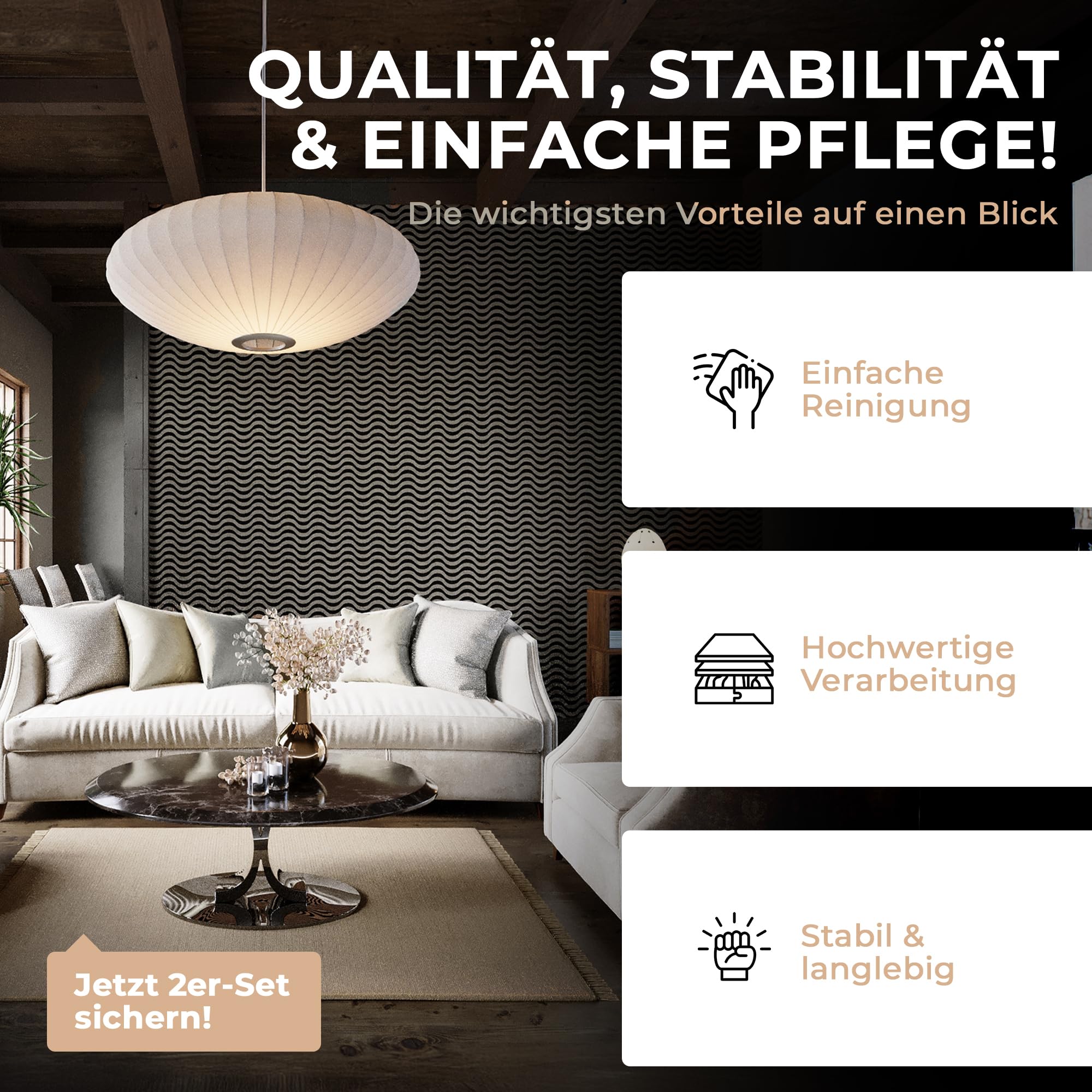 Good Materialzz® ,Wandpaneele, Akustikpaneele,115x60x5 cm (2er set), 3d Wandpaneele Selbstklebend, Wandverkleidung Innen, Paneele Wand, Akustikpaneele Selbstklebend, Schallschutzplatten, Eiche 6