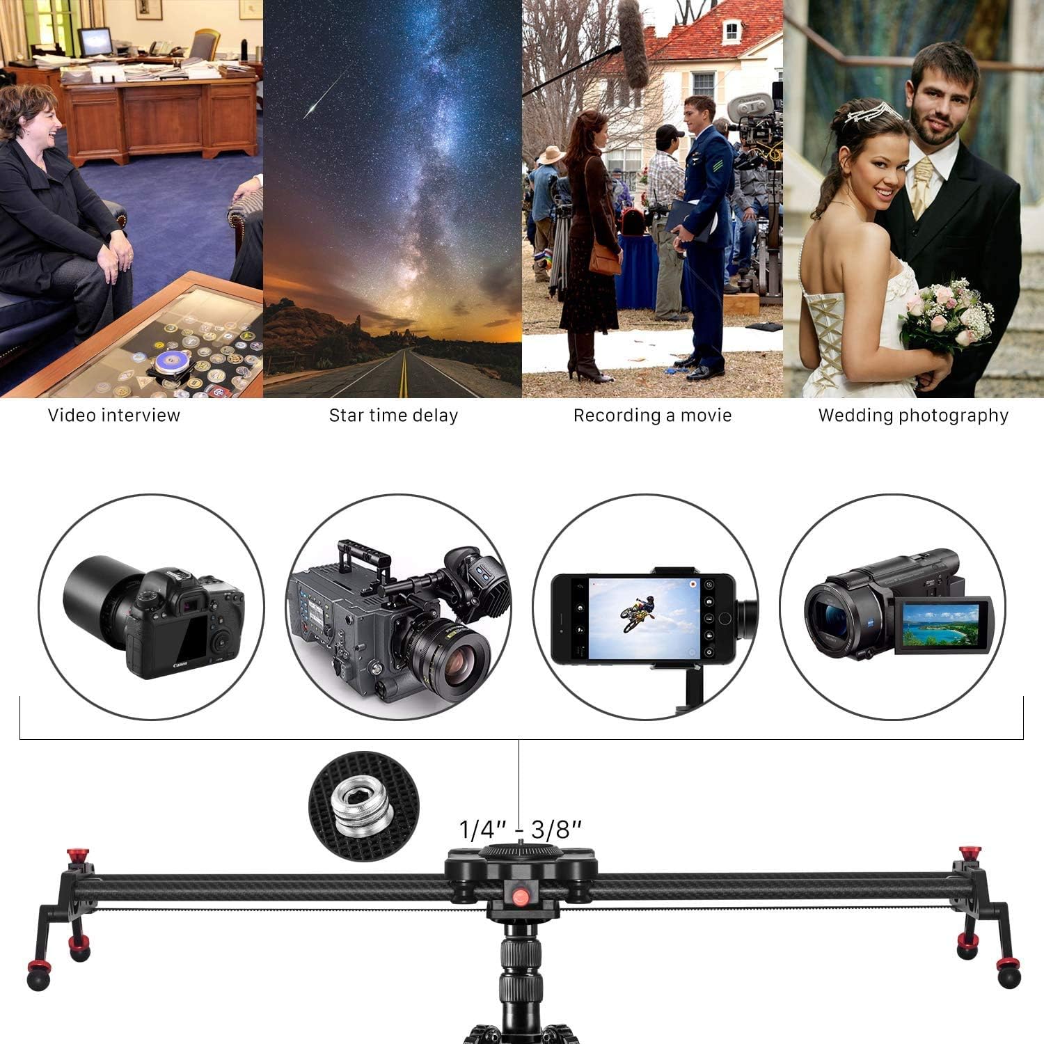 Camera Slider Track Dolly Slider Rail System with Motorized Time Lapse and Video Shot Follow Focus Shot and 120 Degree Panoramic Shooting 31" 80cm : Camera & Photo