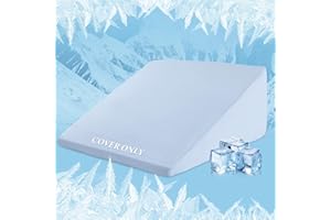 HOMBYS Cooling Bed Wedge Pillow Cover Q-max 0.4 Cool Pillowcases Super Soft & Skin-Friendly with Zipper Design, Removable & Machine Washable Pillowcase, (Light Blue, 25"x25"x8.5")