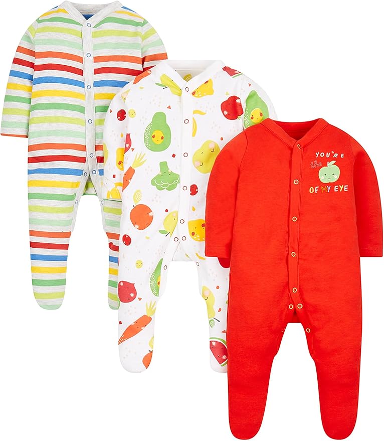 Mothercare Baby 3 Pack Sleepsuit, Multicoloured (Brights Multi), 36