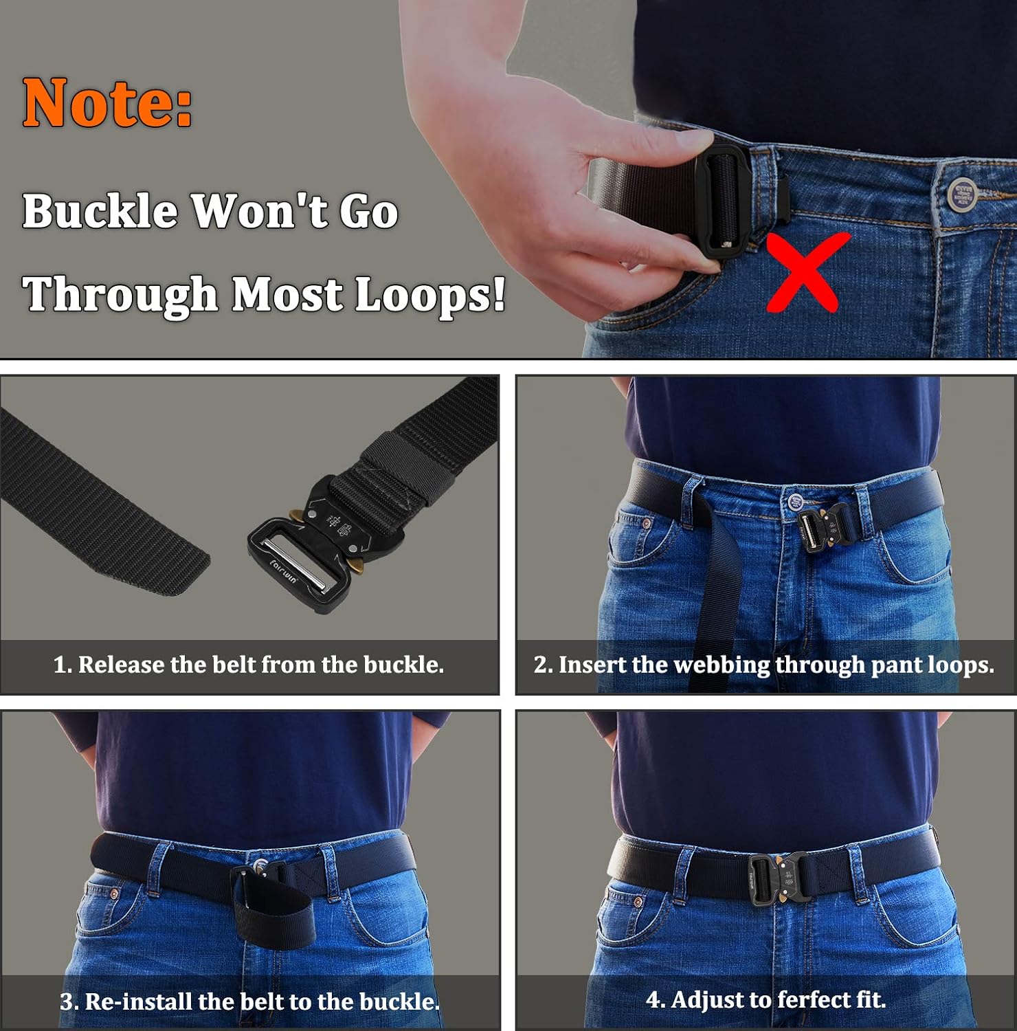 Fairwin Tactical Belt, 1.5 Inch Wide Heavy Duty Military Style Tactical Belts for men: Clothing