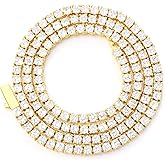 FEEL STYLE Heart Tennis Necklace for Women - 4mm 6mm 18K White Gold Plated Diamond Necklace - Iced Out Choker Necklaces Cubic Zirconia Tennis Necklace 16-18inch