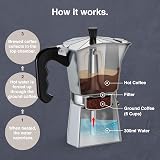VonShef Stovetop Coffee Maker 9 Cup Aluminium Moka Pot 450ml view 3