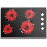 Hobsir 30 Inch Electric Cooktop, 4 Burner 6700W Knob Control, 240V Built in | Dual Ring Burner, 9 Power Levels, Metal Edge Protection, Auto Shut Off, Residual Heat Indicator, All Cookware Compatibility