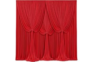 TAO-GE 4 Panels Red Backdrop Curtains for Wedding Party Wrinkle Free Backdrops Curtain Drapes Fabric Decorations Photo Back Drop Cloth for Baby Shower Photography Stage Reception 20ft(W) x 12ft(H)