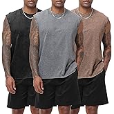Eisctnd Men's Tank Tops Sleeveless Muscle Shirts, Cotton Acid Wash Loose Fit Workout Tanks Tees for Running Beach