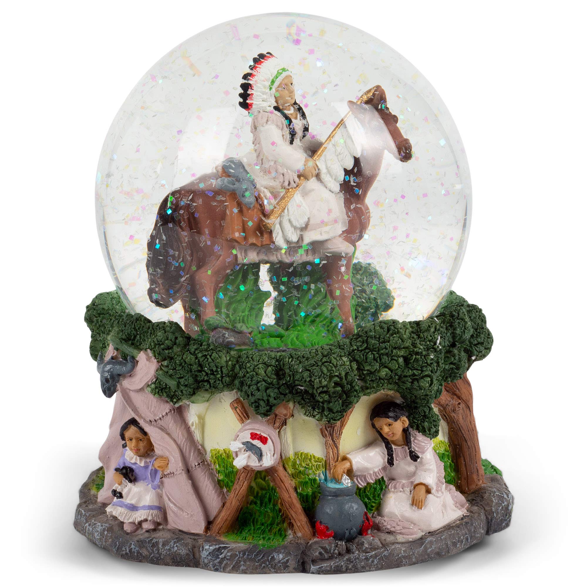 Elanze DesignsNative American Chief 100MM Music Water Globe Plays Tune Free As The Wind