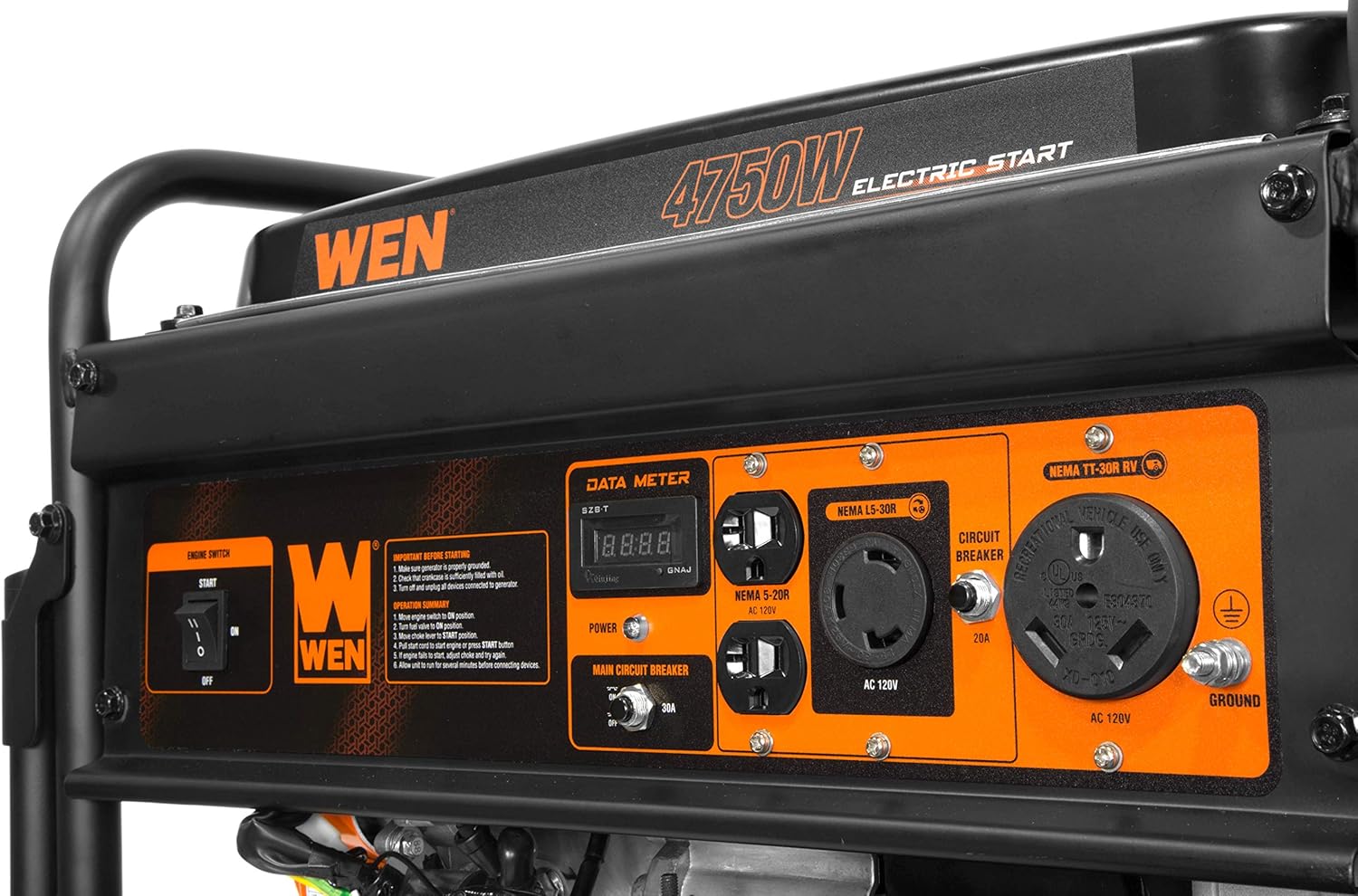 WEN 56475 4750-Watt Portable Generator with Electric Start and Wheel Kit : Garden & Outdoor