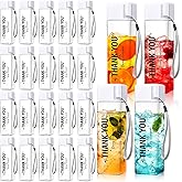 Maxdot 24 Pcs Thank You Water Bottles Bulk 17 oz Employee Appreciation Gifts Plastic Water Bottle Reusable Cup Inspirational Thank You Gifts for Valentine Staff Coworker Teacher Nurse(White)