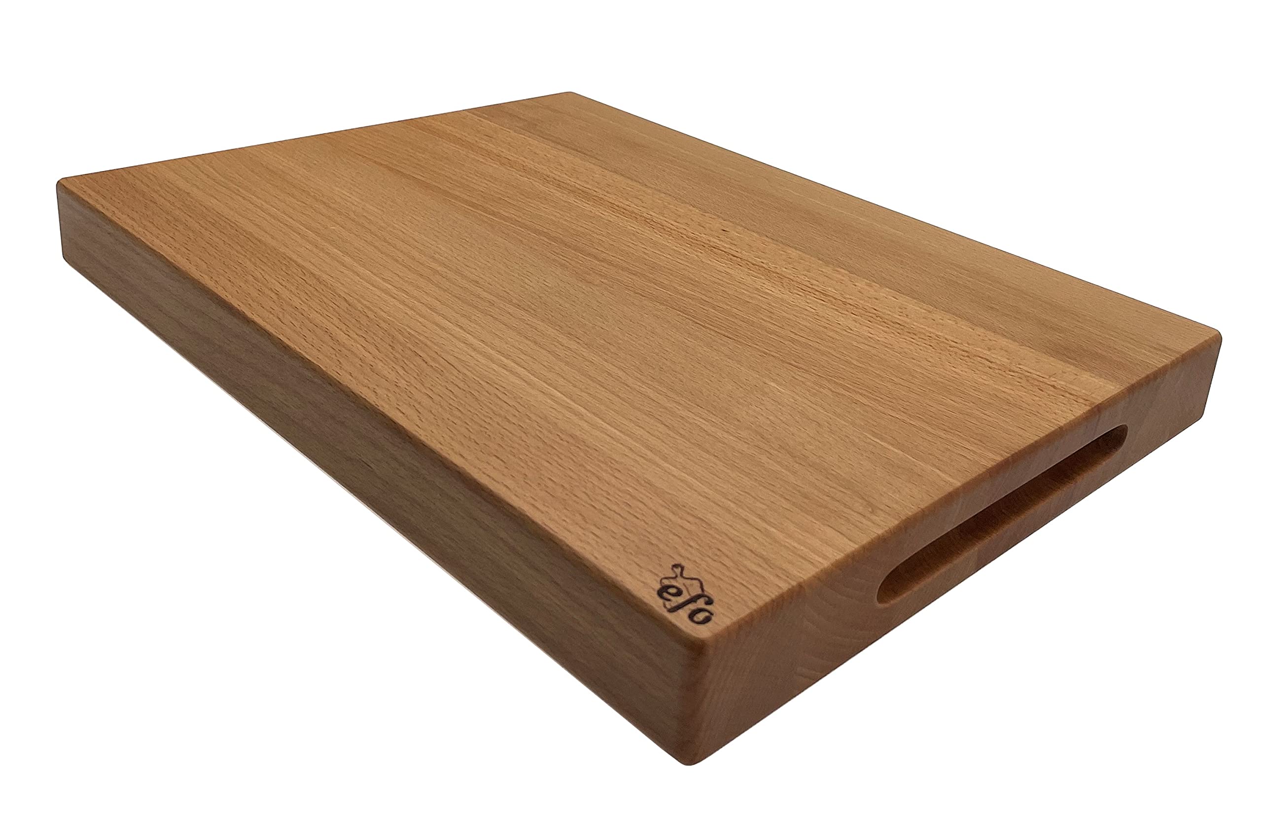EFO Wooden Chopping Board 40x30x4 cm | Cutting Board with Rounded Edges Made of Beechwood | Kitchen Block for Serving, Slicing and Dicing | Bread Board with Practical Handles | Natural Finish