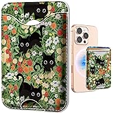 Shorogyt Compatible with Magsafe Wallet Magnetic Card Holder - Three Cats Phone Wallets for Women Teen Girls Cute for iPhone 1716/15/14/13/12 Series Slim for Apple Mag RFID Magnet, Fit 3 Cards