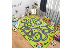 HOMORE Kids Play Mat Rug, Fun and Educational City Play Rug for Hot Wheels Track Racing and Toys, Kids Carpet Playmat Area Rug for Children Bedroom Play Room Nursery, 3x5 Feet