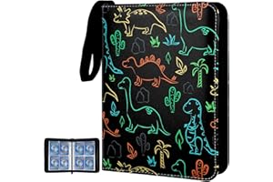 MTGPRO Card Binder for Pokemon Cards 4-Pocket,400 Pockets Trading Card Binder Holder Collector Album Book Includes 50 Removable Sleeves (Colored Dinosaur)