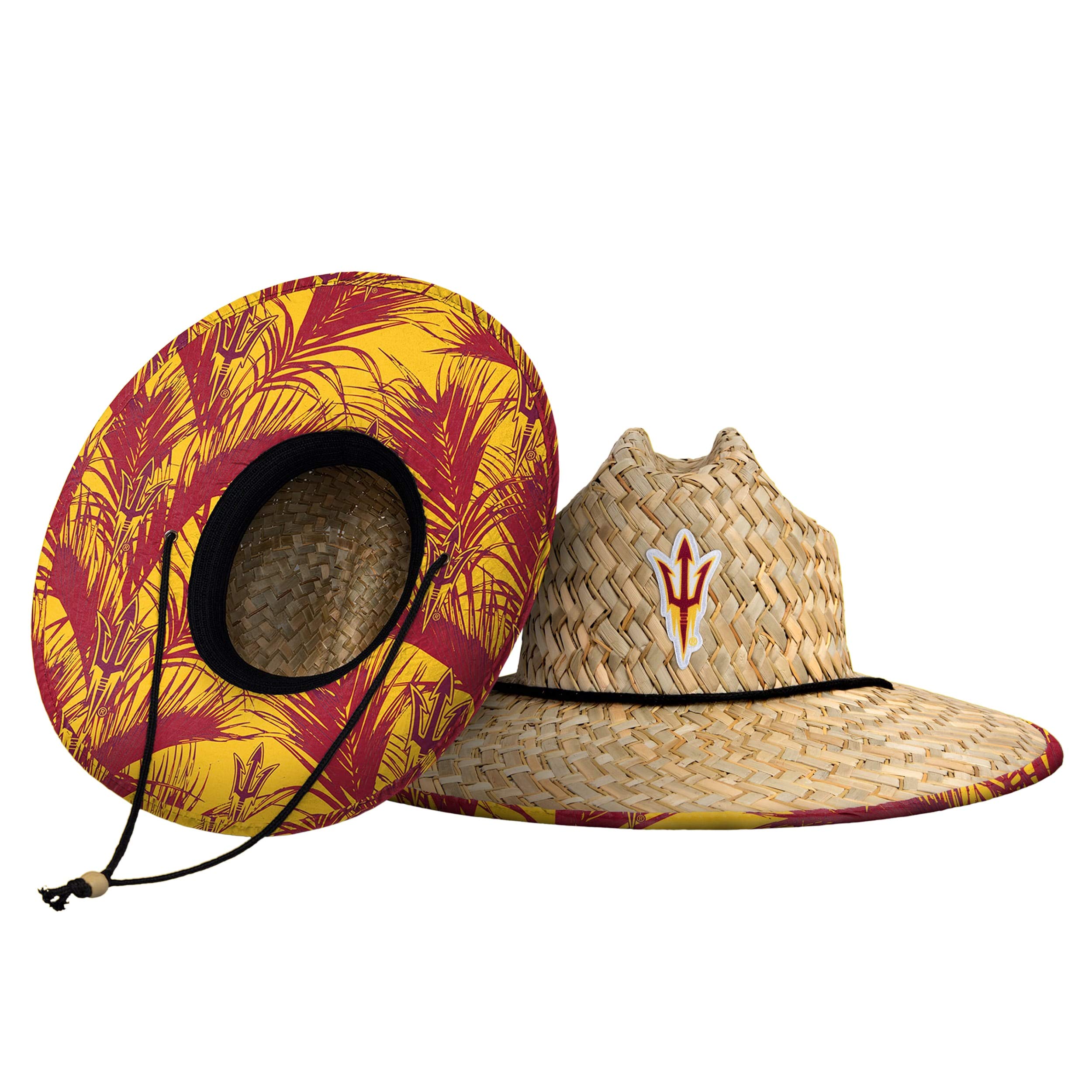 FOCO womens Ncaa College Team Logo Floral Sun Straw Hat, Team Logo, One Size US Image