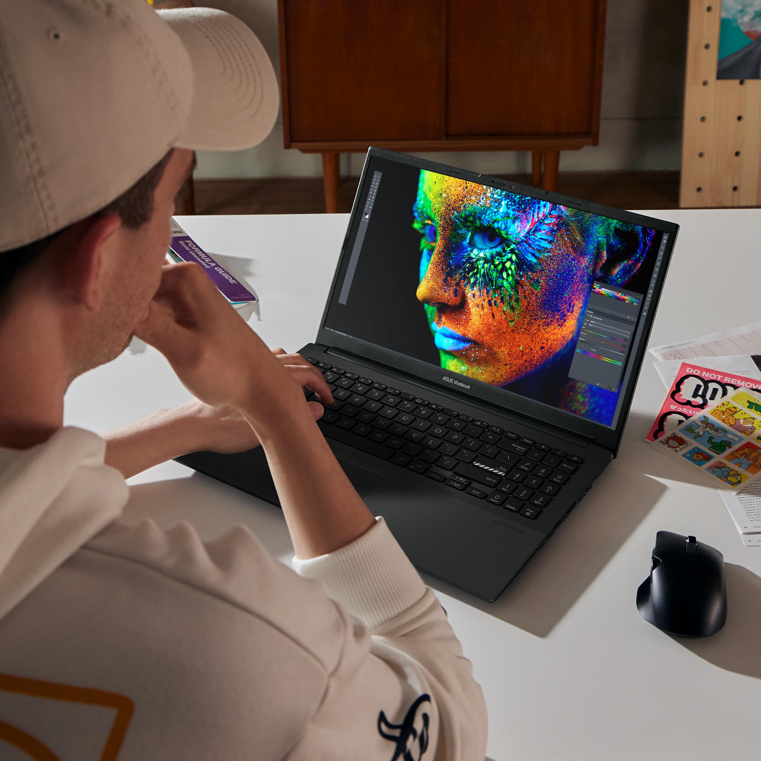 ASUS Vivobook Go 15.6” FHD Slim Laptop, AMD Ryzen 3 7320U Quad Core Processor, 8GB DDR5 RAM, 256GB SSD, Windows 11 Home, Fast Charging, Webcam Shield, Military Grade Durability, Black, E1504FA-AB34