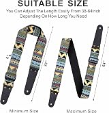 Nefelibata Guitar Strap Vintage Embroidered Cotton with Leather Ends view 5