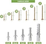 BLOSTM Screws and Wall Plugs Set 200 PCS Heavy Duty DIY Assortment view 6