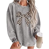 GORGLITTER Women's Oversized Bow Sweatshirt Long Sleeve Crewneck Pullover Top Aesthetic Casual Workout Going Out Outfits