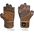 Harbinger Pro Wristwrap Gloves 3.0 - Enhanced Grip, Superior Wrist Support, Breathable 4-Way Stretch Lycra, Durable Leather Palm, Half-Finger Design for Weightlifting, Fitness Training, Women's