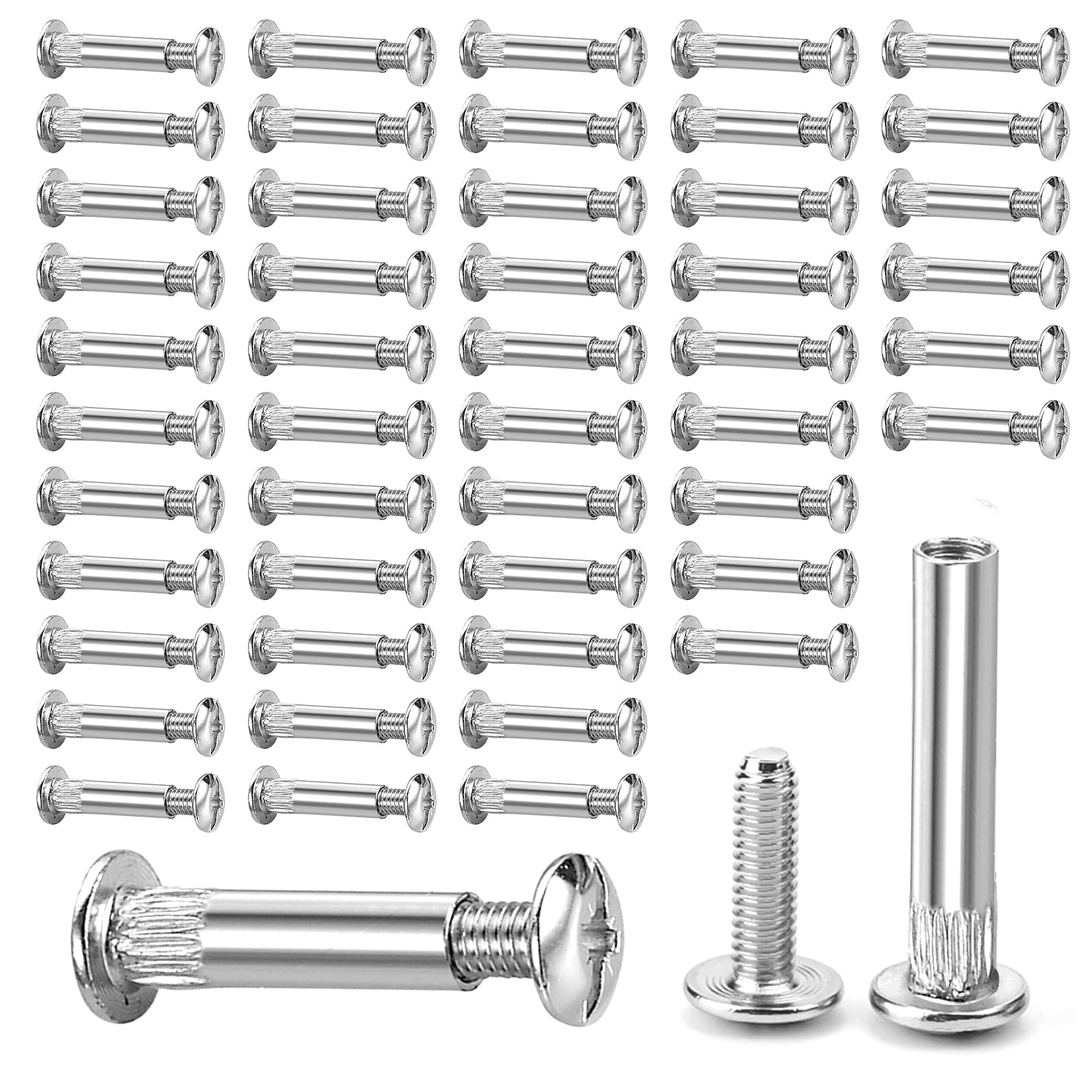 M4 Cupboard Joining Bolts, 50 Pcs Furniture Cabinet Connecting Screws Bolt Metal Kitchen Cabinet Connectors for Cupboard Cabinets