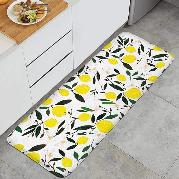 DUILLY Lemon Pictures White Anti Fatigue Kitchen Mat